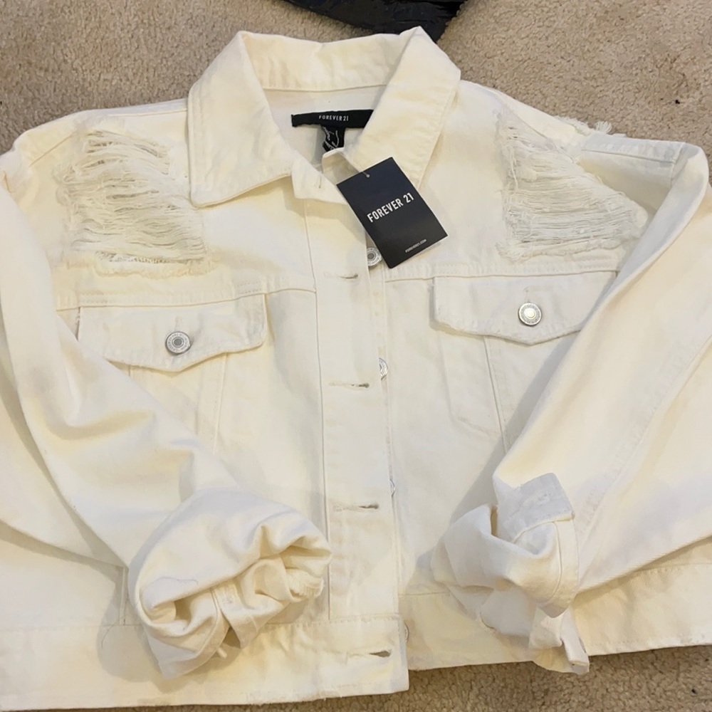 F21 White Denim Jacket